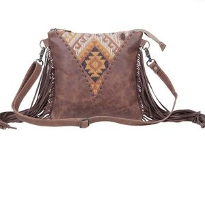 Myra Bag Brown Fringe Leather Hera Small & Crossbody Bag New